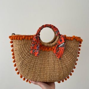 Sam Edelman Pom-pom Straw Tote